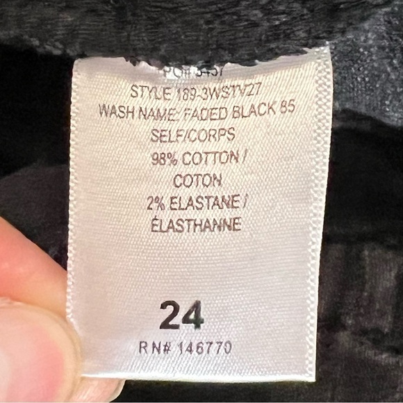 Re/Done 70s High Rise Black Cropped Button Fly Frayed Hem Jeans 24 - Picture 11 of 16